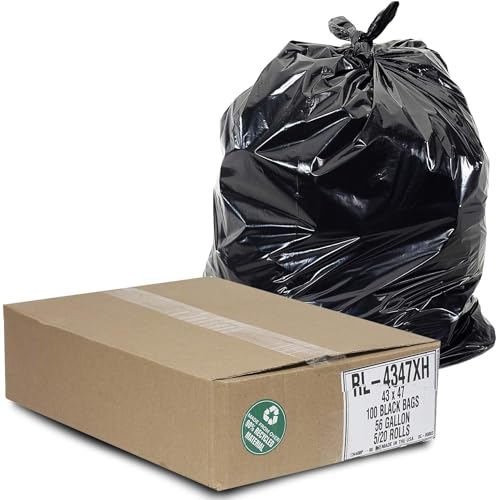 aluf Kunststoffe rl-4347 X H t-tough Rolle Pack niedrige Dichte Repro Blend Star Dichtung kernlose Rollen Tasche, 56 Liter Kapazität, 119,4 cm Länge x 109,2 cm Breite, XH Stärke, schwarz (100 Stück) von Aluf Plastics