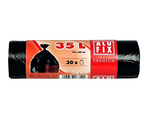 150 Stk. ALUFIX Müllsäcke 35 L, HDPE 53x60 cm 10my, schwarz von Alufix