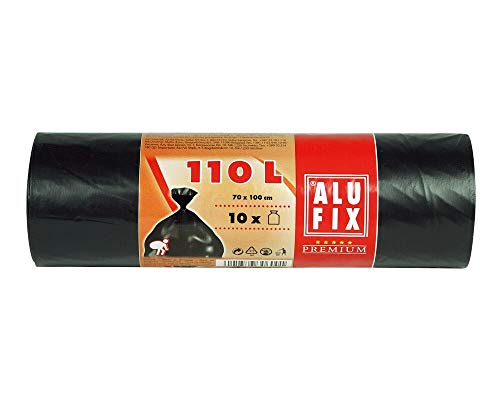 50 Stk. ALUFIX Müllsäcke 110 L, HDPE 70x100 cm 26my, schwarz von Alufix