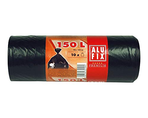ALUFIX Müllsäcke Premium 150 L, HDPE 78x105 cm 37my, schwarz, 10 Stück von Alufix