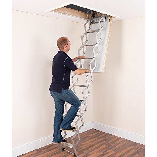 Alufix 10-tread Ziehharmonika Loft Leitern – Ideal für Tiny Dachboden Räume | einfach DIY Passform | Aluminium | Boden zu Decke 2,46 m-2.73 m (8.1ft-9.0ft) von Alufix