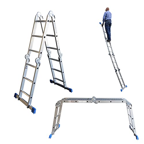 Alumexx 3-1 Multi Klappleiter/Treppe - Leiter, Gerüst und Treppe in 1 - Stehgerüst - Aluleiter - Stehleiter - Arbeitshöhe bis 4,55 Meter - Gewicht 17,5 Kilogramm von Alumexx