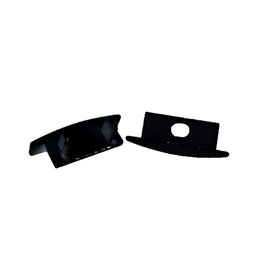 2x Endkappen Schwarz fuer das Aluprofil Rhein eins ohne und eins mit Bohrung fuer das LED-Kabel | LED-Aluprofile von Alumino