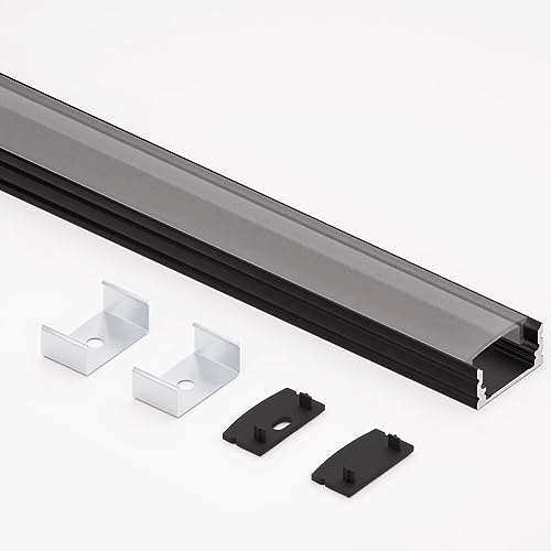 Alumino - Aluminiumprofil für LED-Streifen - 200 cm - Aufputzprofil + Semi Abdeckung + Zubehör | für 12 mm LED-Streifen - 2m - ELBE von Alumino