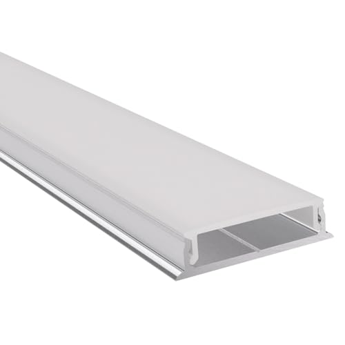 Alumino | Aluminiumprofil für LED-Streifen | 200 cm | Aufputzprofil | inkl. Abdeckung + Zubehör | für 12 mm LED-Streifen (Alu Profil ELOXIERT mit OPALER Abdeckung) | Elbe von Alumino