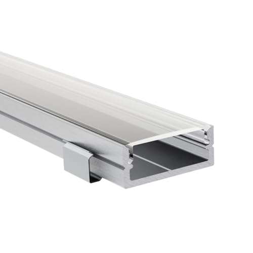 Alumino | Eloxiertes LED Aluminiumprofil - Aufputzprofil 100 cm | Klare Abdeckung + Zubehör | für bis zu 20 mm LED-Streifen | kompatibel mit Philips Hue | 1m | Bille von Alumino