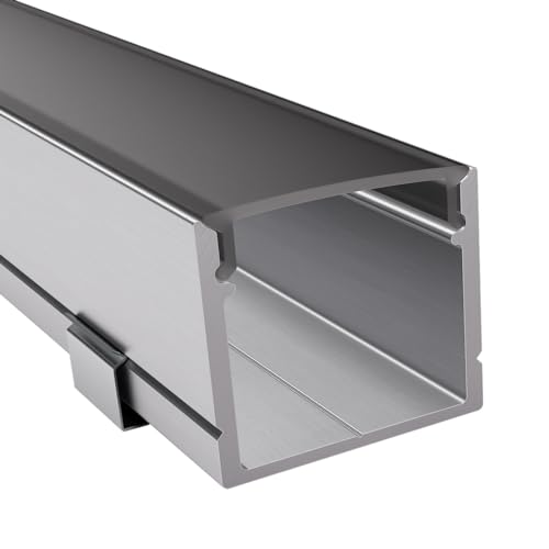 Alumino - Eloxiertes LED Aufbau-Profil - 1000 x 21 x 18,5 mm für breite LED Stripes bis 16 mm (z.B. für Philips Hue) + schwarze Abdeckung + Zubehör von Alumino