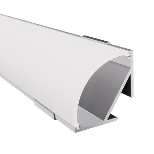 Alumino | LED Aluminiumprofil - Eckprofil eloxiert | 200 cm | Opale Abdeckung + Zubehör | für bis zu 16 mm LED-Streifen | 2m | Fulda von Alumino