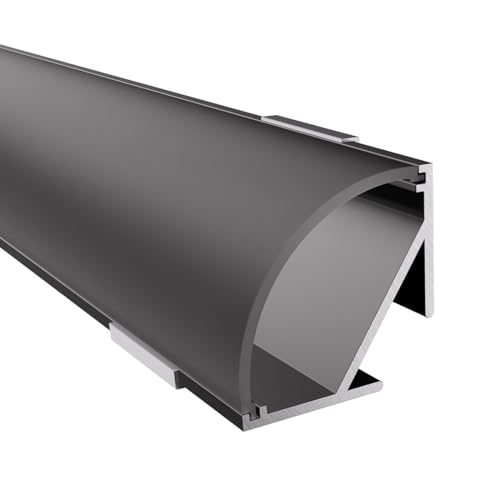 Alumino | LED Aluminiumprofil - Eckprofil schwarz| 200 cm | Schwarze Abdeckung + Zubehör | für bis zu 16 mm LED-Streifen | 2m | Fulda von Alumino