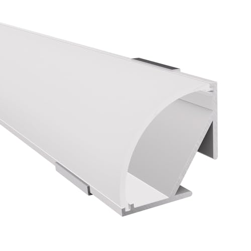 Alumino | LED Aluminiumprofil - Eckprofil weiss | 100 cm | Opale Abdeckung + Zubehör | für bis zu 16 mm LED-Streifen | 1m | Fulda von Alumino