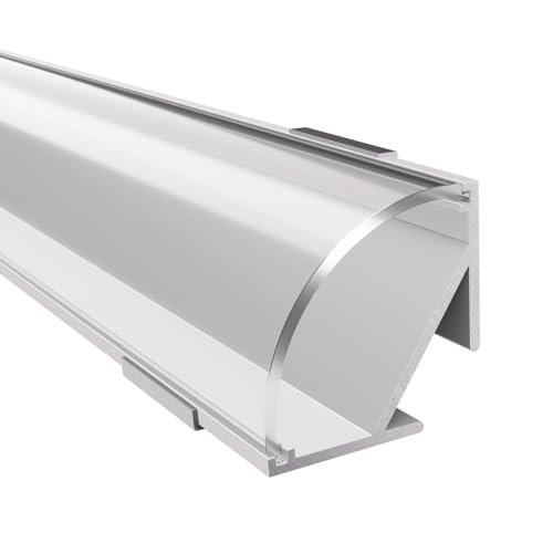 Alumino | LED Aluminiumprofil - Eckprofil weiß | 200 cm | Klare Abdeckung + Zubehör | für bis zu 16 mm LED-Streifen | 2m | Fulda von Alumino