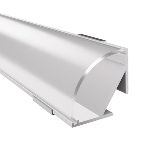 Alumino | LED Aluminiumprofil - Eckprofil weiss | 200 cm | Semi Abdeckung + Zubehör | für bis zu 16 mm LED-Streifen | 2m | Fulda von Alumino