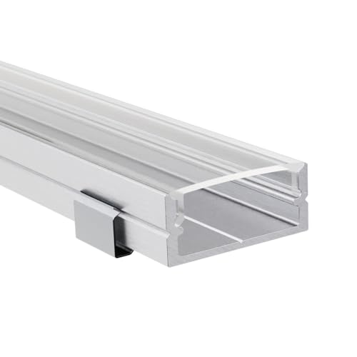 Alumino - LED Aluminiumprofil Eloxiert - 100 cm - Aufputzprofil - Klare Abdeckung - für 16 mm LED-Streifen - kompatibel mit Philips Hue - 1m - Saar von Alumino