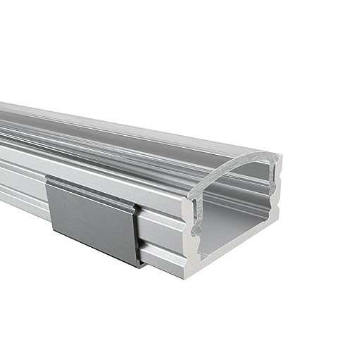 Alumino | LED Aluminiumprofil Eloxiert | 150 cm | Aufputzprofil | Klare Abdeckung | für 12 mm LED-Streifen | 1,5m | Elbe von Alumino