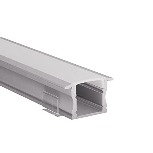 Alumino | LED Aluminiumprofil Eloxiert | 150 cm | Einbauprofil | Opale Abdeckung | für 12 mm LED-Streifen | Main von Alumino
