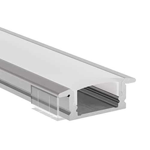 Alumino | LED Aluminiumprofil Eloxiert | 150 cm | Einbauprofil | Opale Abdeckung | für 12 mm LED-Streifen | Rhein von Alumino