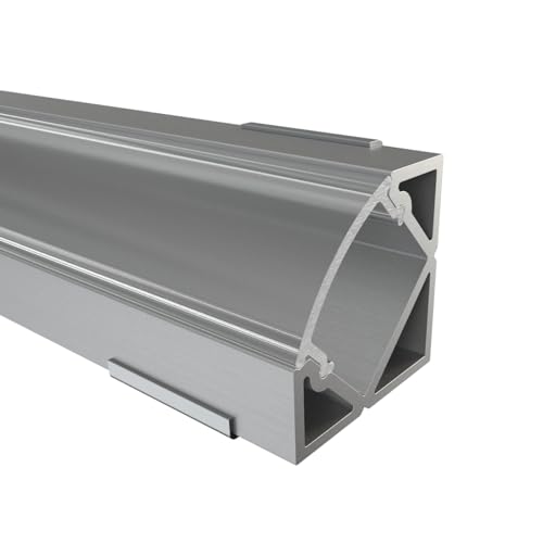 Alumino | LED Aluminiumprofil Eloxiert | 150 cm | inkl Zubehör | Eckprofil | Semi Abdeckung | für 12 mm LED-Streifen | 1,5m | Mosel von Alumino