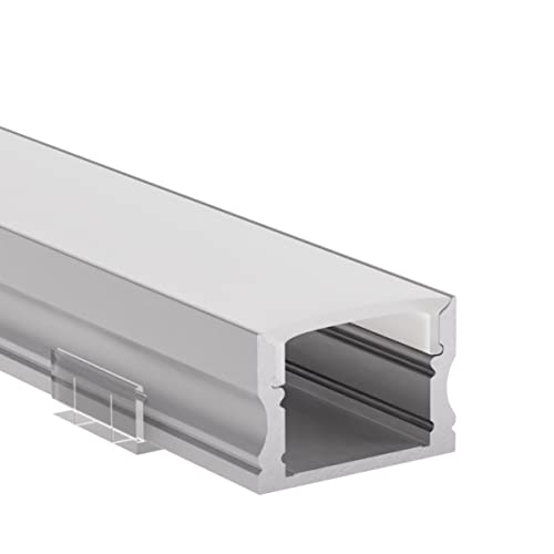Alumino | LED Aluminiumprofil Eloxiert | 200 cm | Aufputzprofil | Opale Abdeckung | für 12 mm LED-Streifen | 2m | Donau von Alumino