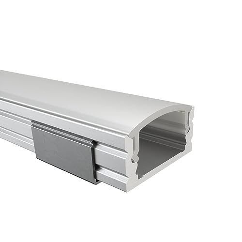 Alumino | LED Aluminiumprofil Eloxiert | 200 cm | Aufputzprofil | Opale Abdeckung | für 12 mm LED-Streifen | Elbe von Alumino