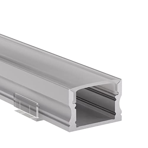 Alumino | LED Aluminiumprofil Eloxiert | 200 cm | Aufputzprofil | Semi Abdeckung | für 12 mm LED-Streifen | Donau von Alumino