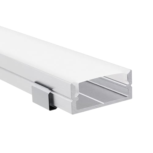 Alumino - LED Aluminiumprofil Eloxiert - 200 cm lang - Aufputzprofil - Opale Abdeckung - für 16 mm LED-Streifen - kompatibel mit Philips Hue - Saar von Alumino