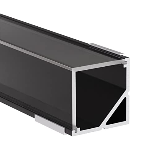 Alumino | LED Aluminiumprofil Schwarz | 100 cm | Eckprofil | Klare Abdeckung | für 12 mm LED-Streifen | 1m | Neckar von Alumino