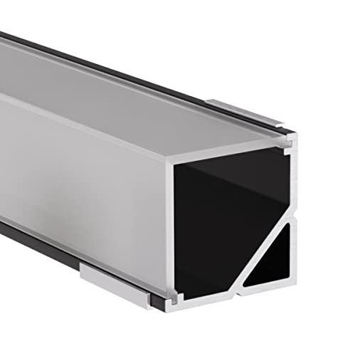 Alumino | LED Aluminiumprofil Schwarz | 150 cm | Eckprofil | Semi Abdeckung | für 12 mm LED-Streifen | 1,5m | Neckar von Alumino