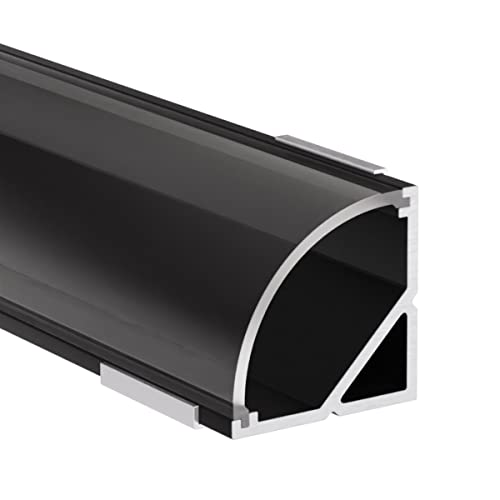 Alumino | LED Aluminiumprofil Schwarz | 200 cm | Eckprofil | Klare Abdeckung | für 12 mm LED-Streifen | 2m | Weser von Alumino