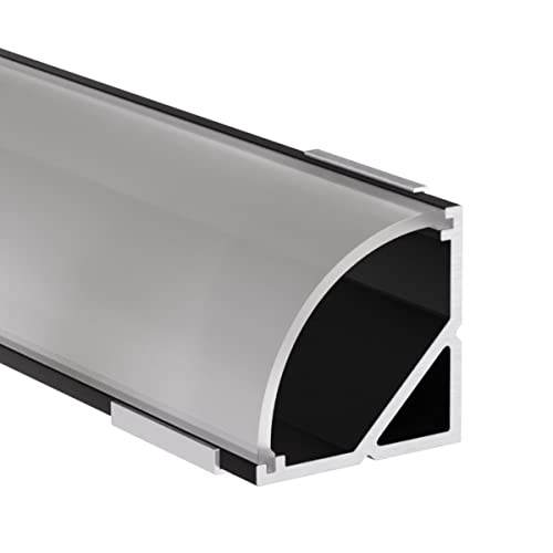 Alumino | LED Aluminiumprofil Schwarz | 200 cm | Eckprofil | Semi Abdeckung | für 12 mm LED-Streifen | 2m | Weser von Alumino