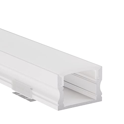 Alumino | LED Aluminiumprofil Weiß | 100 cm | Aufputzprofil | Opale Abdeckung | für 12 mm LED-Streifen | 1m | Donau von Alumino