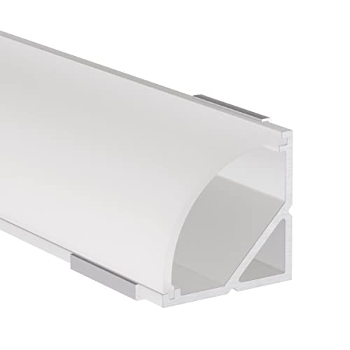 Alumino | LED Aluminiumprofil Weiß | 100 cm | Eckprofil | Opale Abdeckung | für 12 mm LED-Streifen | 1m | Weser von Alumino