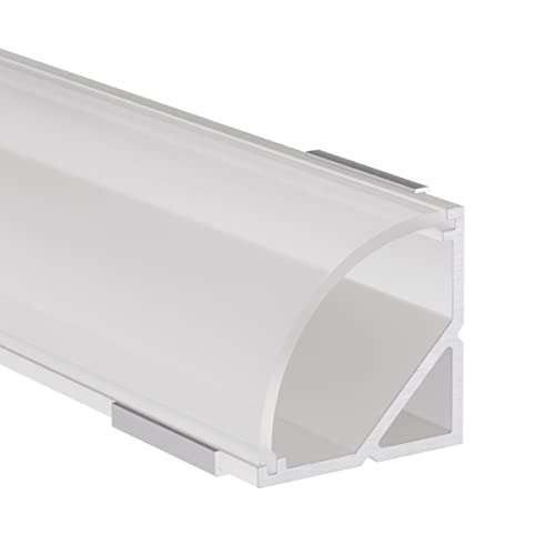 Alumino | LED Aluminiumprofil Weiß | 100 cm | Eckprofil | Semi Abdeckung | für 12 mm LED-Streifen | 1m | Weser von Alumino