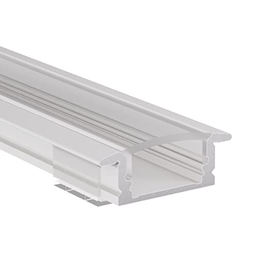 Alumino | LED Aluminiumprofil Weiß | 100 cm | Einbauprofil | Klare Abdeckung | für 12 mm LED-Streifen | 1m | Rhein von Alumino