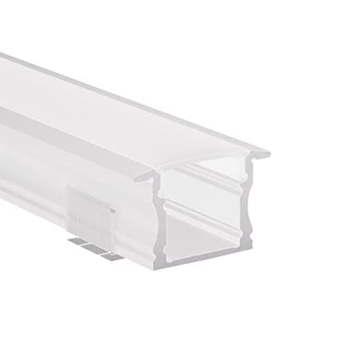 Alumino | LED Aluminiumprofil Weiß | 100 cm | Einbauprofil | Opale Abdeckung | für 12 mm LED-Streifen | 1m | Main von Alumino