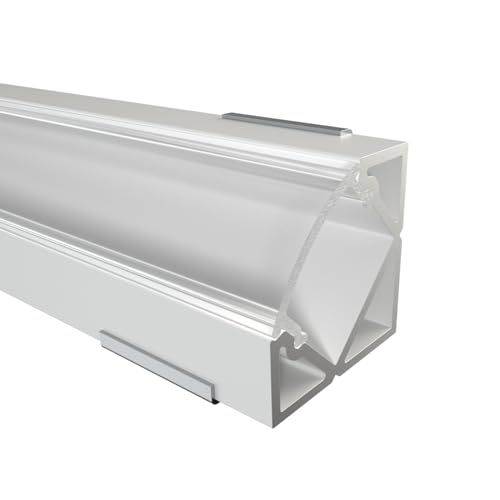 Alumino | LED Aluminiumprofil Weiß | 100 cm | inkl Zubehör | Eckprofil | Semi Abdeckung | für 12 mm LED-Streifen | 1m | Mosel von Alumino