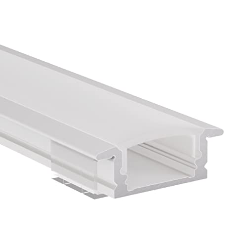 Alumino | LED Aluminiumprofil Weiß | 150 cm | Einbauprofil | Opale Abdeckung | für 12 mm LED-Streifen | 1,5m | Rhein von Alumino