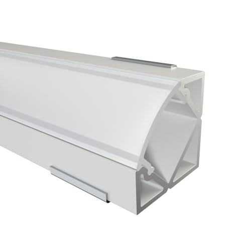 Alumino | LED Aluminiumprofil Weiß | 150 cm | inkl Zubehör | Eckprofil | Opale Abdeckung | für 12 mm LED-Streifen | 1,5m | Mosel von Alumino