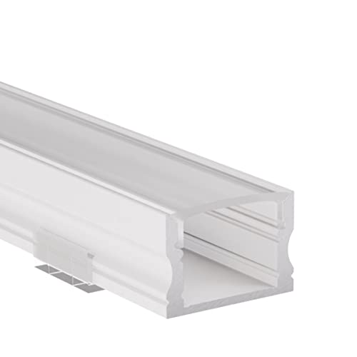 Alumino | LED Aluminiumprofil Weiß | 200 cm | Aufputzprofil | Semi Abdeckung | für 12 mm LED-Streifen | 2m | Donau von Alumino