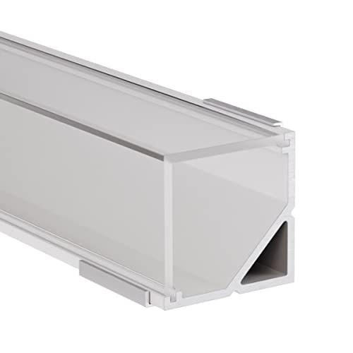 Alumino | LED Aluminiumprofil Weiß | 200 cm | Eckprofil | Klare Abdeckung | für 12 mm LED-Streifen | 2m | Neckar von Alumino