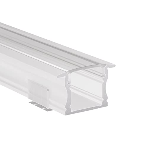 Alumino | LED Aluminiumprofil Weiß | 200 cm | Einbauprofil | Klare Abdeckung | für 12 mm LED-Streifen | 2m | Main von Alumino