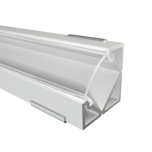 Alumino | LED Aluminiumprofil Weiß | 200 cm | inkl Zubehör | Eckprofil | Klare Abdeckung | für 12 mm LED-Streifen | 2m | Mosel von Alumino