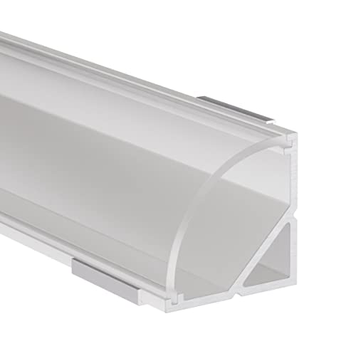 Alumino | LED Aluminiumprofil Weiß | 50 cm | Eckprofil | Klare Abdeckung | für 12 mm LED-Streifen | 0,5m | Weser von Alumino