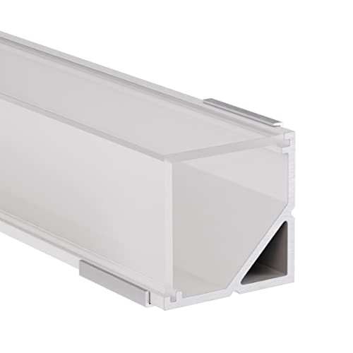 Alumino | LED Aluminiumprofil Weiß | 50 cm | Eckprofil | Semi Abdeckung | für 12 mm LED-Streifen | 0,5m | Neckar von Alumino