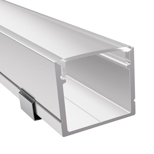 Alumino - Weißes LED Aufbau-Profil - 1000 x 21 x 18,5 mm für breite LED Stripes bis 16 mm (z.B. für Philips Hue) + semi Abdeckung + Zubehör von Alumino