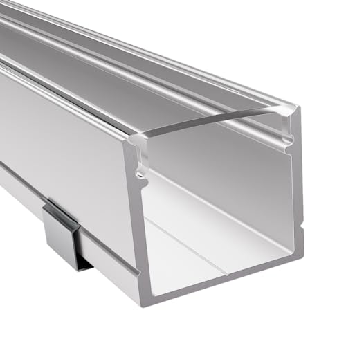 Alumino - Weißes LED Aufbau-Profil - 2000 x 21 x 18,5 mm für breite LED Stripes bis 16 mm (z.B. für Philips Hue) + klare Abdeckung + Zubehör von Alumino