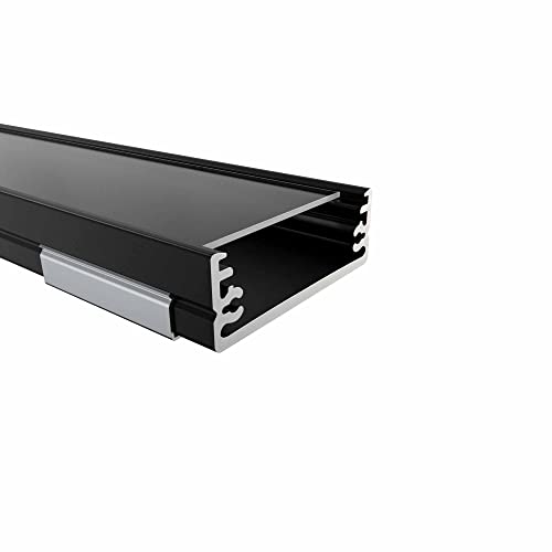Schwarzes Aluminium Aufputzprofil für 24mm LED-Streifen mit einschiebbarer Abdeckung: Semi - G Hudson von Alumino