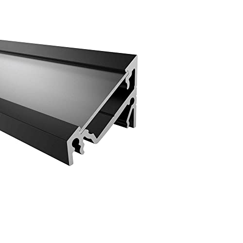 Schwarzes Aluminium Eckprofil/Winkelprofil für 14mm LED-Streifen mit einschiebbarer Abdeckung: Semi - E SEINE von Alumino