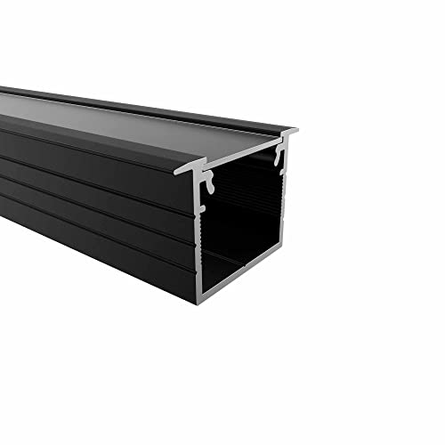 Schwarzes Aluminium Einbauprofil für 20mm LED-Streifen mit einschiebbarer Abdeckung: Semi - E Nil von Alumino
