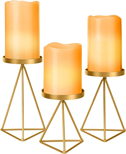 Alumuk Kerzenständer Kerzenhalter Kerzenleuchter 3er Set, Eisen Deko Kerzenständer in Unterschiedlicher Größe, Antik Kerzen Ständer Tischdeko für Hochzeit Wohnzimmer Party, Golden von Alumuk