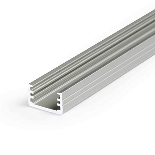 1-2m Aluprofil SLIM (MI) 1 Meter Aluminium Profil-Leiste eloxiert für LED Streifen - Set inkl Abdeckung-Schiene Zubehör-Set nein, Größe 1 Meter (100cm), Farbe ohne von Alupona